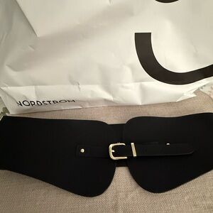 Topshop Black Belt with Gold Buckle